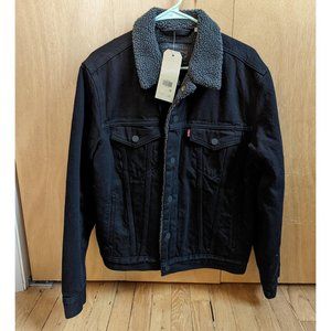 Levi's Black Sherpa Lined Trucker Jacket NWT